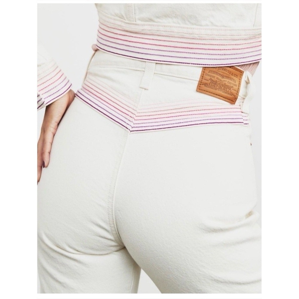 Levis Ribcage Straight Ankle Rainbow Jeans Womens 25 Off White High Rise Denim